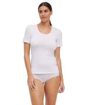 Falke 2-Pack T-Shirt Round-neck Daily Comfort Overhemd Dames Wit | ORUNMI-095