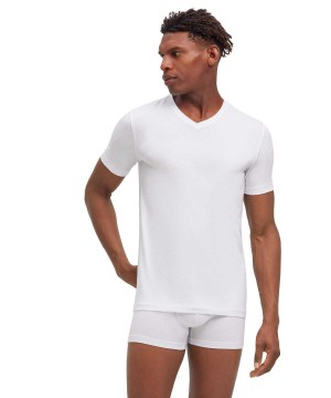 Falke 2-Pack T-Shirt V-neck Daily Comfort Overhemd Met Korte Mouwen Heren Wit | KILPUD-913