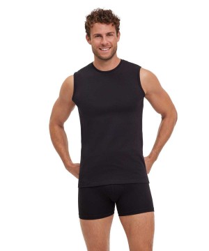 Falke 2-Pack Top Round-neck Daily Comfort Vest Heren Zwart | GWCNHT-491