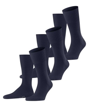 Falke Airport 3-Pack Socks Sokken Heren Blauw | VKWLEP-678