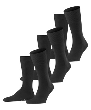 Falke Airport 3-Pack Socks Sokken Heren Zwart | WZVNKS-856
