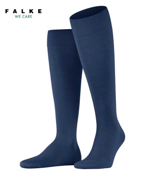 Falke ClimaWool Knee-high Socks Sokken Heren Blauw | HFLZPB-450