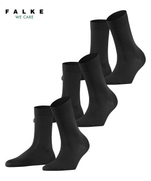 Falke Cotton Touch 3-Pack Socks Sokken Dames Zwart | HERCJP-095