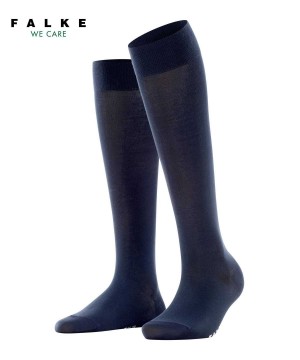Falke Cotton Touch Knee-high Socks Sokken Dames Blauw | GNEBJS-187