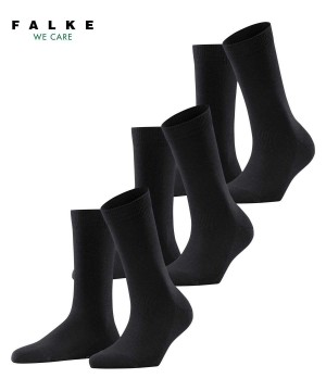 Falke Family 3-Pack Socks Sokken Dames Zwart | ZEDMVF-328