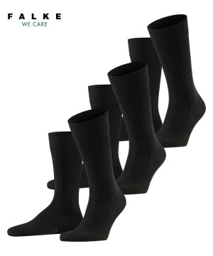 Falke Family 3-Pack Socks Sokken Heren Zwart | QMLEYP-735