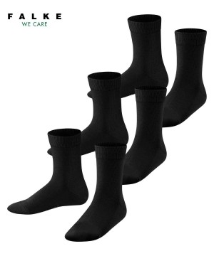 Falke Family 3-Pack Socks Sokken Kinderen Zwart | GIAZQF-617
