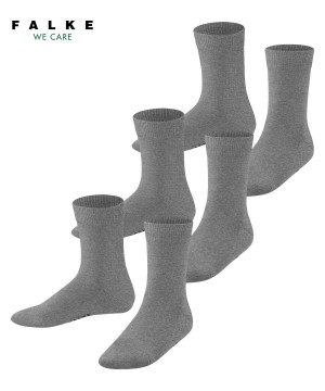 Falke Family 3-Pack Socks Sokken Kinderen Grijs | IYJPKO-296