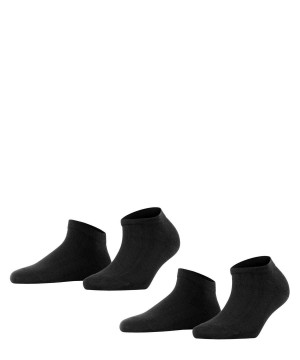Falke Happy 2-Pack Sneaker socks Sokken Dames Zwart | OCRZIL-798