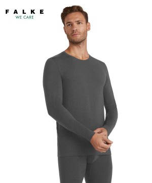 Falke Long sleeve shirt Round-neck Daily ClimaWool Long Sleeve T-Shirts Heren Grijs | DJQRAI-248