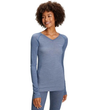 Falke Long sleeve shirt Wool-Tech Light Overhemd Met Lange Mouwen Dames Blauw | SDANHQ-859