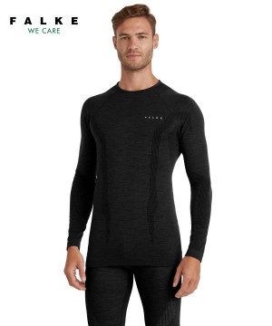 Falke Long sleeve shirt Wool-Tech Long Sleeve T-Shirts Heren Zwart | SQGWIX-125