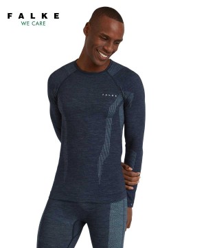 Falke Long sleeve shirt Wool-Tech Long Sleeve T-Shirts Heren Blauw | NWQGSR-385