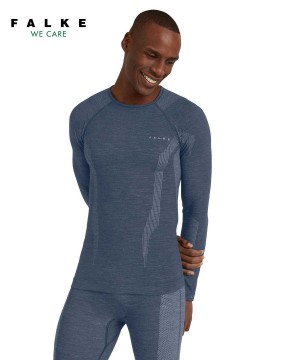 Falke Long sleeve shirt Wool-Tech Long Sleeve T-Shirts Heren Blauw | ENMUVG-302