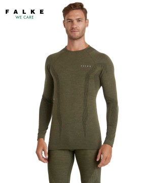 Falke Long sleeve shirt Wool-Tech Long Sleeve T-Shirts Heren Groen | EKOIWJ-639