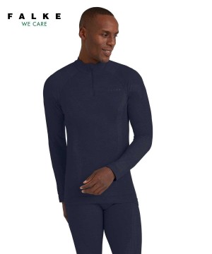Falke Long sleeve shirt Wool-Tech Long Sleeve T-Shirts Heren Blauw | YSUJZG-362