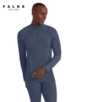 Falke Long sleeve shirt Wool-Tech Long Sleeve T-Shirts Heren Blauw | MOCJXZ-391