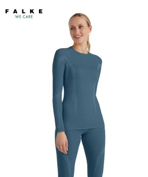 Falke Long sleeve shirt Wool-Tech Overhemd Met Lange Mouwen Dames Blauw | JPKHMU-907