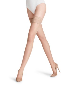 Falke Seidenglatt 15 DEN Stay-ups Thigh Highs Dames Beige | VHUCNS-960
