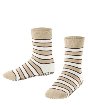 Falke Simple Stripes House socks Sokken Kinderen Beige | AGZUQH-651