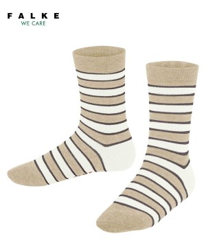 Falke Simple Stripes Socks Sokken Kinderen Beige | ZMPLFN-408