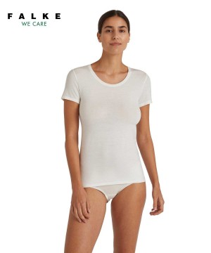 Falke T-Shirt Round-neck Daily ClimaWool Overhemd Dames Wit | DCPBUM-583