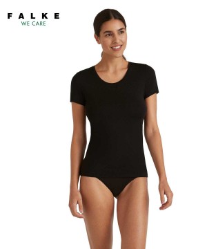 Falke T-Shirt Round-neck Daily ClimaWool Overhemd Dames Zwart | VQEDIF-438