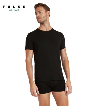 Falke T-Shirt Round-neck Daily ClimaWool Overhemd Met Korte Mouwen Heren Zwart | EDYOXV-168