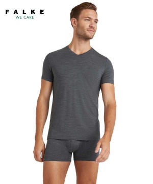 Falke T-Shirt V-neck Daily ClimaWool Overhemd Met Korte Mouwen Heren Grijs | RCKZGQ-608