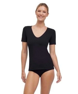 Falke T-Shirt V-neck Daily Climate Control Overhemd Dames Zwart | KPVCYO-085