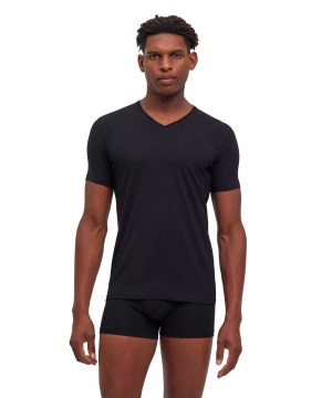 Falke T-Shirt V-neck Daily Climate Control Overhemd Met Korte Mouwen Heren Zwart | DLARNT-693