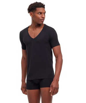 Falke T-Shirt V-neck Daily Climate Control Overhemd Met Korte Mouwen Heren Zwart | SZVHJR-896