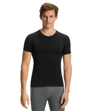 Falke T-Shirt Warm Overhemd Met Korte Mouwen Heren Zwart | CXFZQH-895
