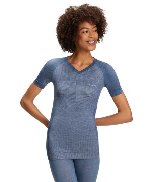 Falke T-Shirt Wool-Tech Light Overhemd Met Korte Mouwen Dames Blauw | AYTROH-349