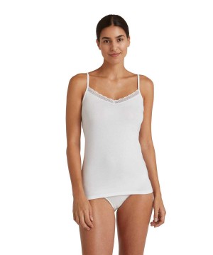Falke Top Round-neck Daily Lace Bras & Tops Dames Wit | DJIHWP-326