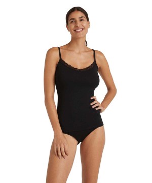 Falke Top Round-neck Daily Lace Bras & Tops Dames Zwart | TGMKJR-856